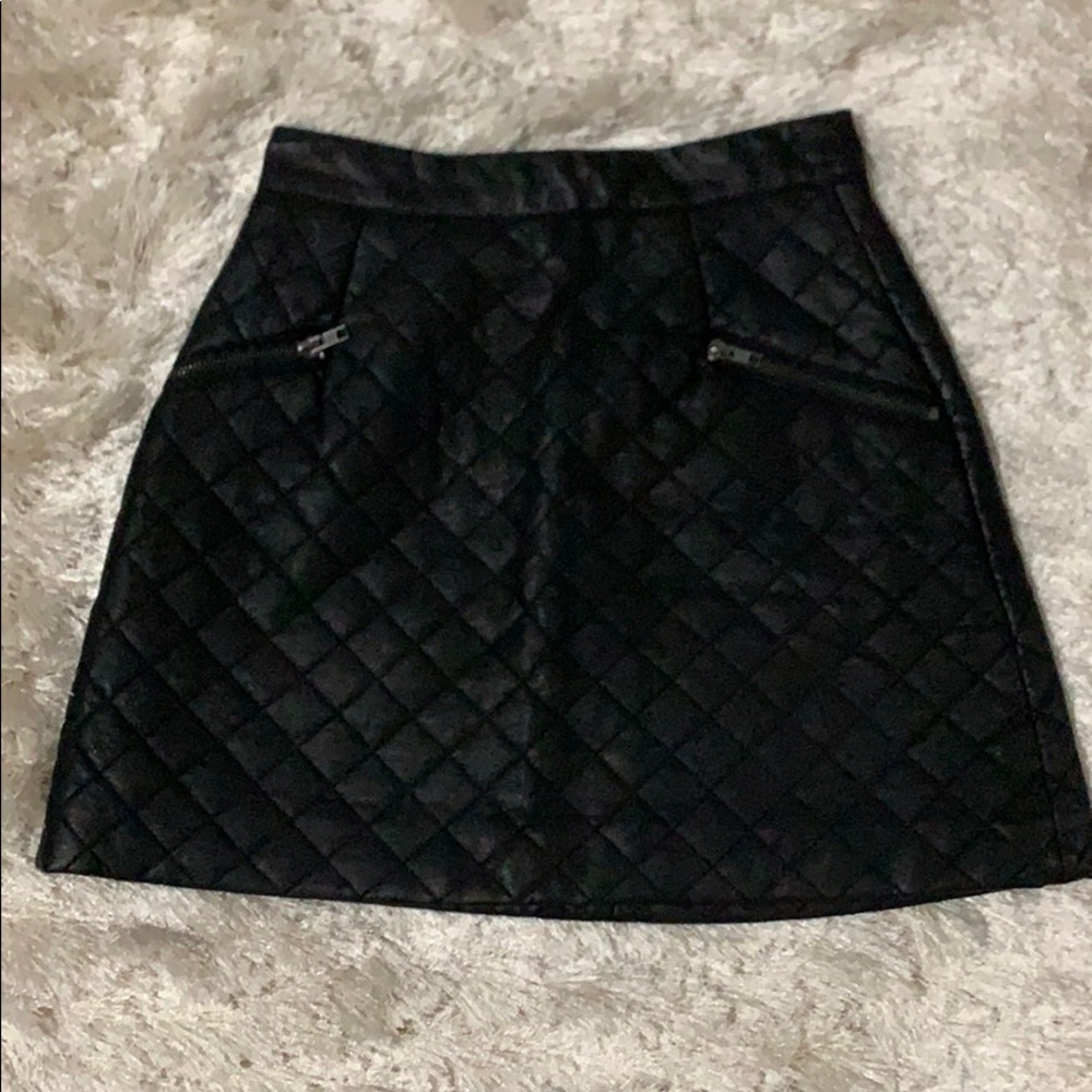 Topshop Quilted Faux Leather Skirt